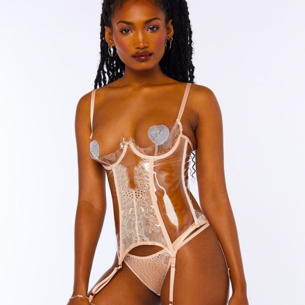 SavagexFenty Hyper Real Lace Vinyl Cupless Corset
